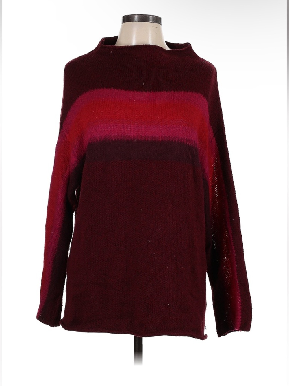 Maurices Wine Red Striped Turtleneck Sweater